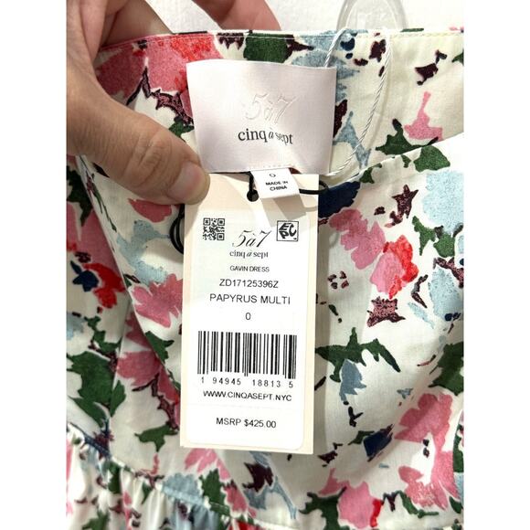 NWT Cinq a Sept Gavin Floral Print Tiered Maxi Dress Papyrus Women's Size US 0 - Picture 6 of 6